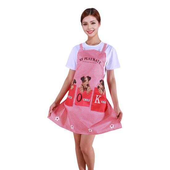 Kitchen Apron Cartoon Dog Pattern Apron Waterproof Oil-Resistant Polyester Sleeveless Apron for Home Restaurant Cafe House Cleaning