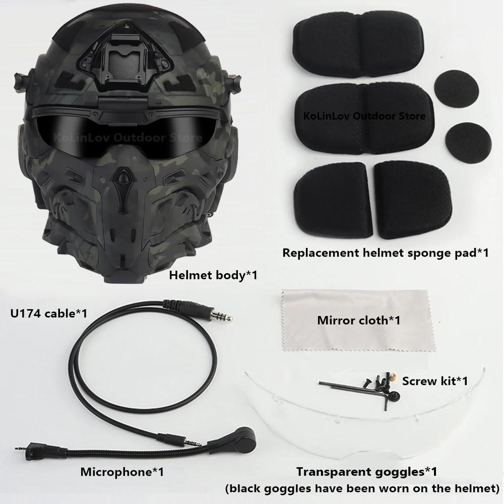 NEW W-Ronin Assault Helmet Tactical FAST Helmet Built-in Communication Headset Anti-fog Fan Detachable Mask Replacement Lens