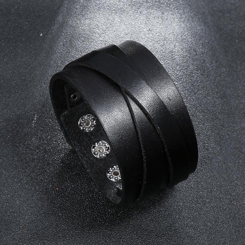 PU Leather Bracelet Punk Vintage Couple Bangle for Men Jewelry Gift