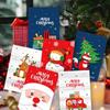 6pcs/1set Merry Christmas Fold Small Greeting Cards Xmas Greeting Card DIY New Year Postcard Gift Card Xmas Party Decorate Noel