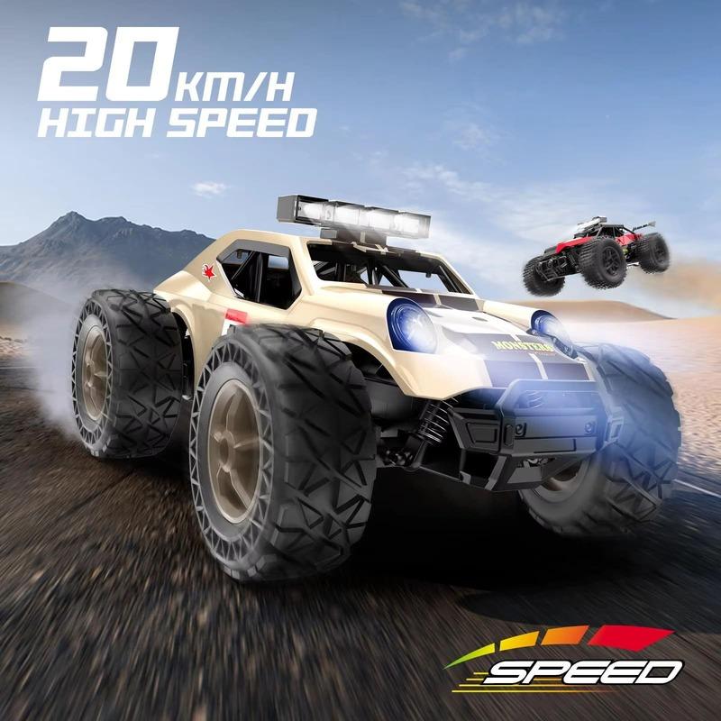 New High Speed RC Car Drift Truck LED Light 2WD 25KM/H High Speed Off-Road Racing Single Battery Long Life Suitable for Kids Toys Gifts