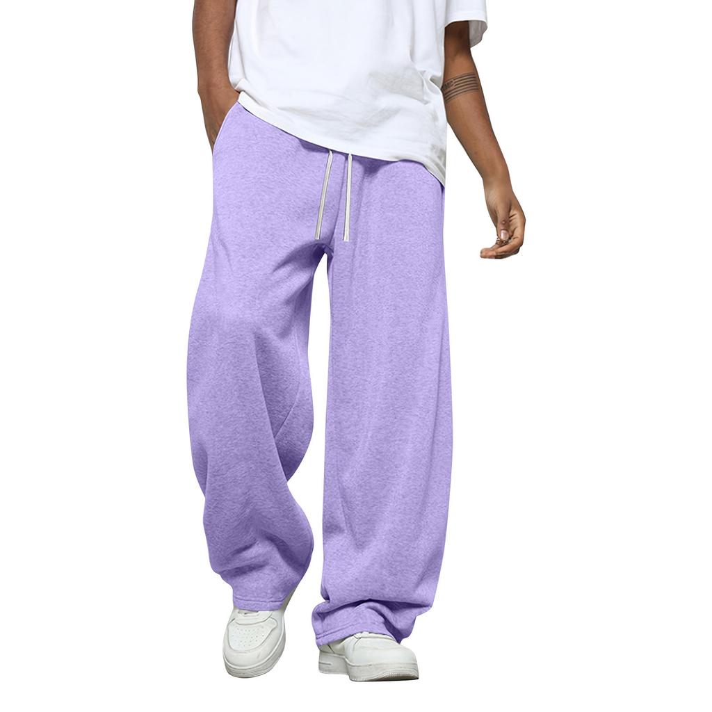 Men's Solid Color Loose Wide Leg Sweatpants Men's Casual Fashion Sweatpants