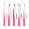 Eyelash Tweezers Extension Gradient Rose Red Stainless Steel Superhard Tweezers With Fiber Tips High Precision Ant-Static Tweez