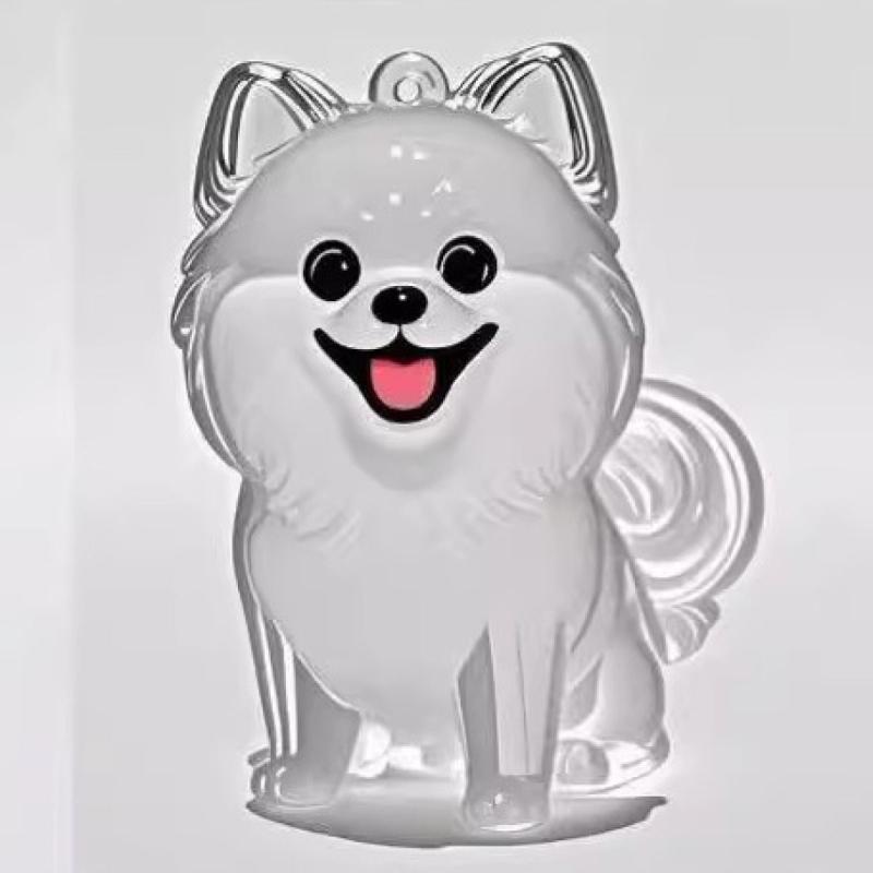 Cartoon Dog Shape Dog Hair Storage Box Hair Grooming Transparent Pet Hair Keychain Diy Handmade Acrylic Puppy Pendants Backpack
