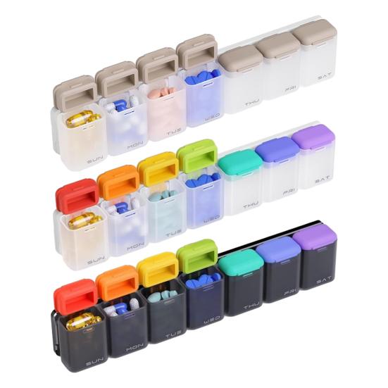 Weekly Pill Organizer with Magnet 7-Day 1 Time Daily Reminder Medicine Dispenser Portable Pill Container Holder Large Capacity Medicine Box