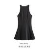 Kaslead New Arrival Women's Clothing Fashion Style Fashion Wide Pleated Hanging Collar Short Dress 9367557