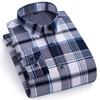 Men Plaid Themal Shirts Long Sleeve Business Casual Male Striped Shirt for Winter Warm Checked Design