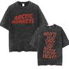 Retro Rock Arctic Monkeys Music Album Graphic T-Shrit Men's Vintage Washed Oversized Short Sleeve T Shirt Streetwear