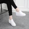 2019 Spring Women's Genuine Leather Slip-On White Shoes with Raised Heels – Korean Style, Versatile, Slim, Breathable, Casual.