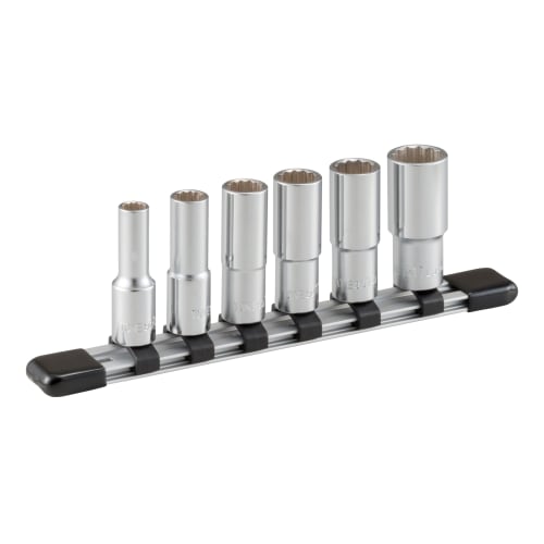 TONE HDL306 Deep Socket Set (12-Point with Holder), 9.5mm (3/8") Drive, Includes 6 Pieces