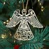 Wooden Angel Christmas Ornaments Rustic Angel Hanging Ornament with Hollow Design