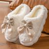 2025 Autumn and Winter Cotton Slippers Season Bow Thick Bottom Indoor Light Plush Warm Wool Slippers