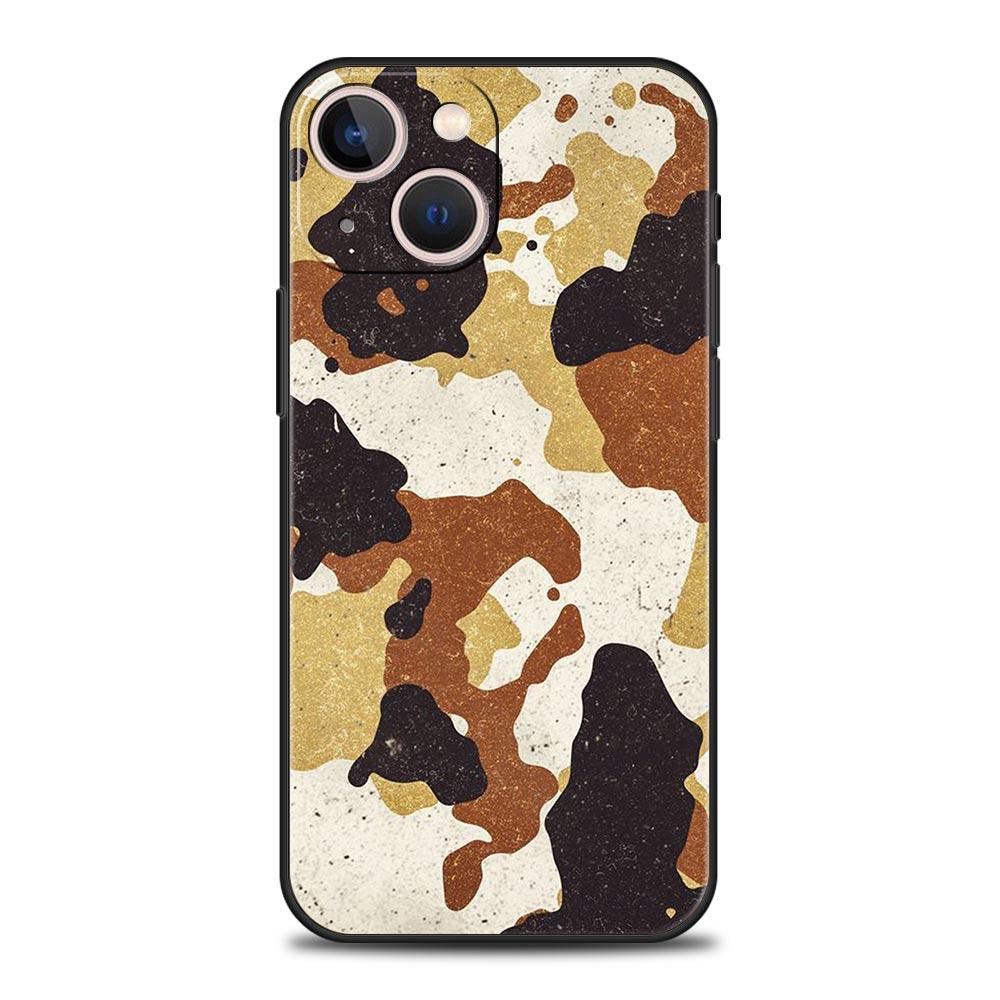 Colour Camouflage Black Camo Silicone Phone Case For iPhone 11 12 13 15 14 Pro Max X XR XS 7 8 Plus SE 2020 Luxury Black Cover