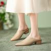 Fashion 2025 Summer Women Shoes Genuine Leather Pointed Toe Women Sandals Solid Modern Sandals for Women Chunky Heel Women's Mules Shoes
