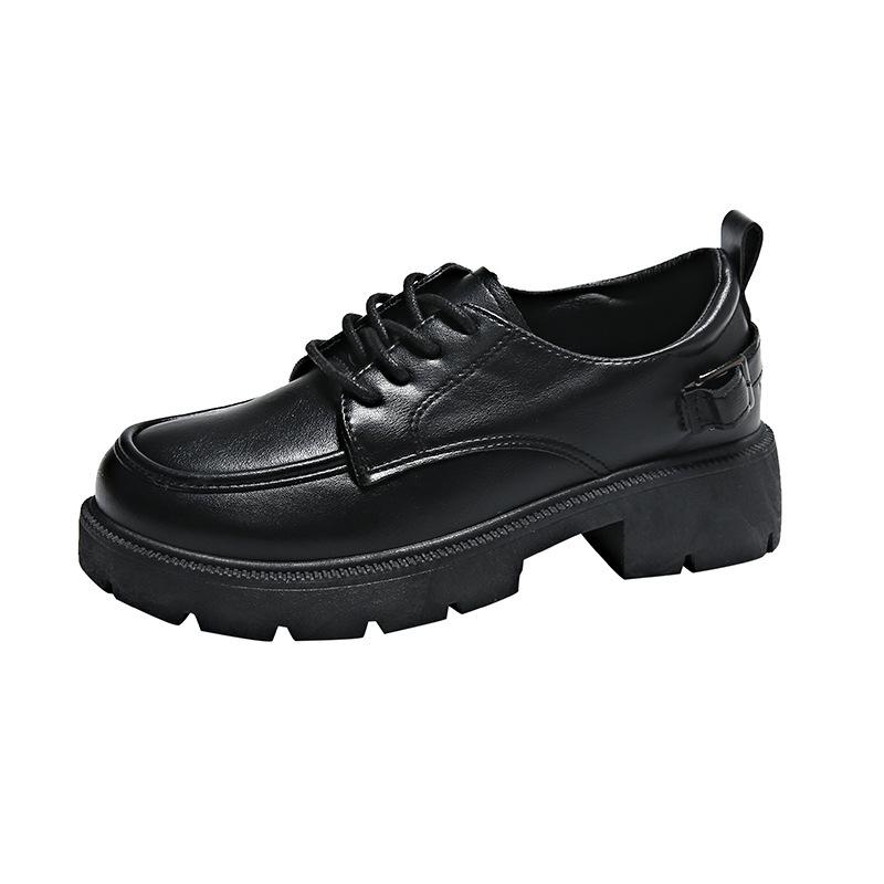 New Loafers Women's Shoes Leather Surface Spring Solid Color Heightened Platform Student Fashion Campus