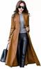 Lambskin Handmade Long Party Stylish Women Camel Brown Trench Coat Leather Genuine