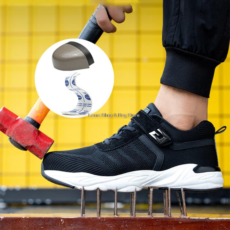 Модные новые мужские защитные туфли со стальным носком и кевларовыми противоударными дышащими рабочими кроссовками, мужская защитная обувь для активного отдыха, мужские защитные ботинки