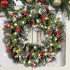Christmas Wreath with Light Frosted Artificial Wreath with Berries And Pine Cones for Front Door Window Wall Indoor Outdoor Holiday Decoration