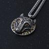 Hot Sale 316L Skull Fire Viking Hugin Munin Runes Fashion Jewelry Pendant Necklace Stainless Steel Wolf Symbol Men Accessories