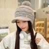 Autumn and Winter Hats Women's Winter Warm and Fleece Knitted Wool Hats Thickened Peaked Caps Cold-proof Hairball Ear Protectors