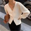 Women's V-Neck Knit Cardigan: French-Inspired, Fall/Winter Style