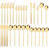 30Pcs Gold Dinnerware Cutlery Set Western Mirror Flatware Knife Dessert Fork Spoons Stainless Steel Silverware Party Kitchen Tableware Set