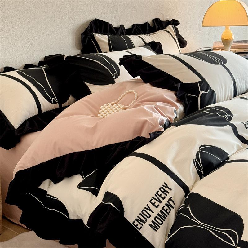 French Style Pure Cotton Four-piece Set 100% Cotton Sheets Lace Quilt Cover Pastoral Style Bedding