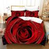 Red Rose Duvet Cover Set Flower 3D Passionate Rose Romantic Bedding Set for Woman Double Queen King Size Polyester Quilt Cover