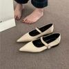 Fashion Mary Jane Shoes Retro Shallow Flat Single Shoes 2024 Summer New Pointed Toe Low Heel Women's Shoes Solid Casual Women Moccassin