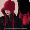 Women's Autumn/Winter Wool Balaclava: Cute Plush Knitted Hat with Straps for Big Heads