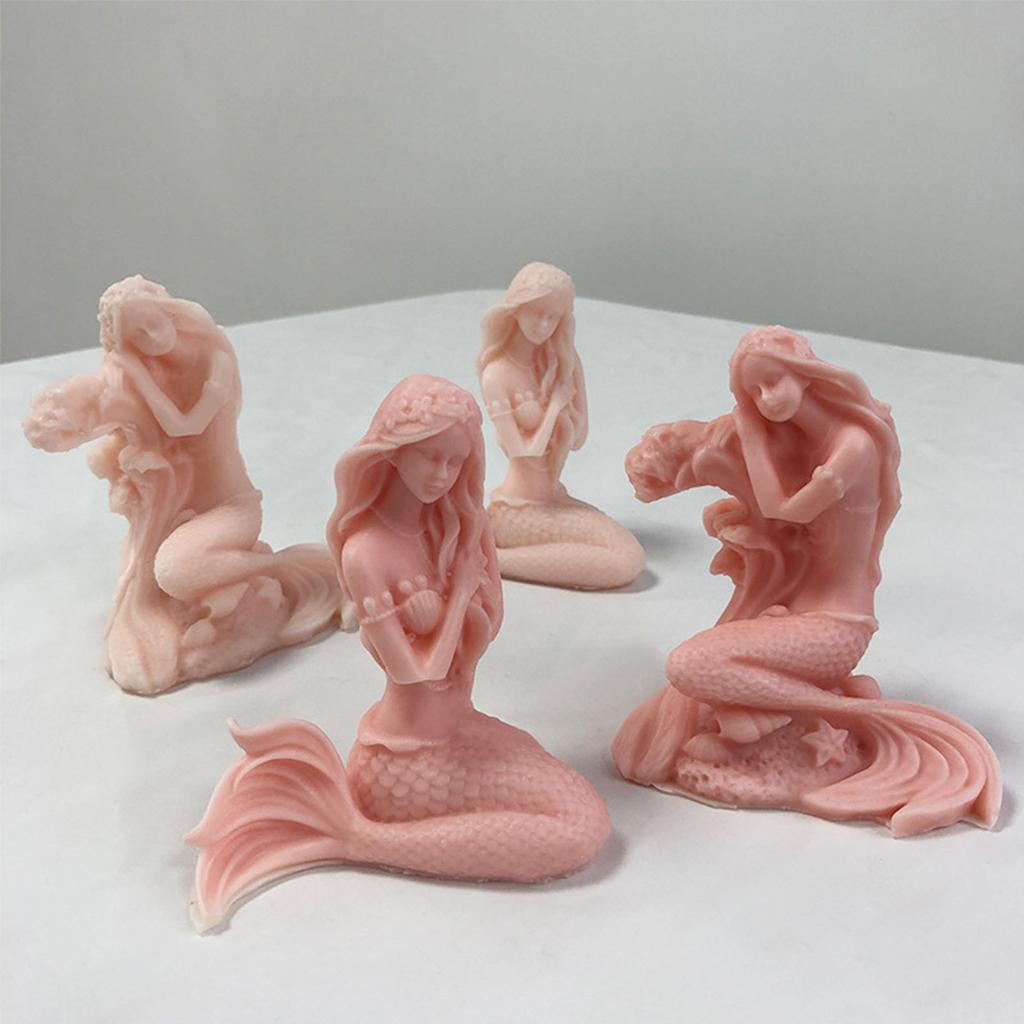 3D Mermaids Shape Candle Mold Unique Mermaids Aromatherapys Gypsum Ornament Plasters Fragrances Stone Epoxy Molds DIY