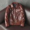 Fashion Genuine Cow Leather Jacket Men Vintage Motorcycle Veste Cuir Homme Wine Red Zipper Moto Biker Slimfit Bomber Coat