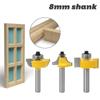 3pcs 8mm Shank Router Bits Set Beading Bit Round Over Bead Frame Door T V Shape Milling Cutter For Wood Power Tools
