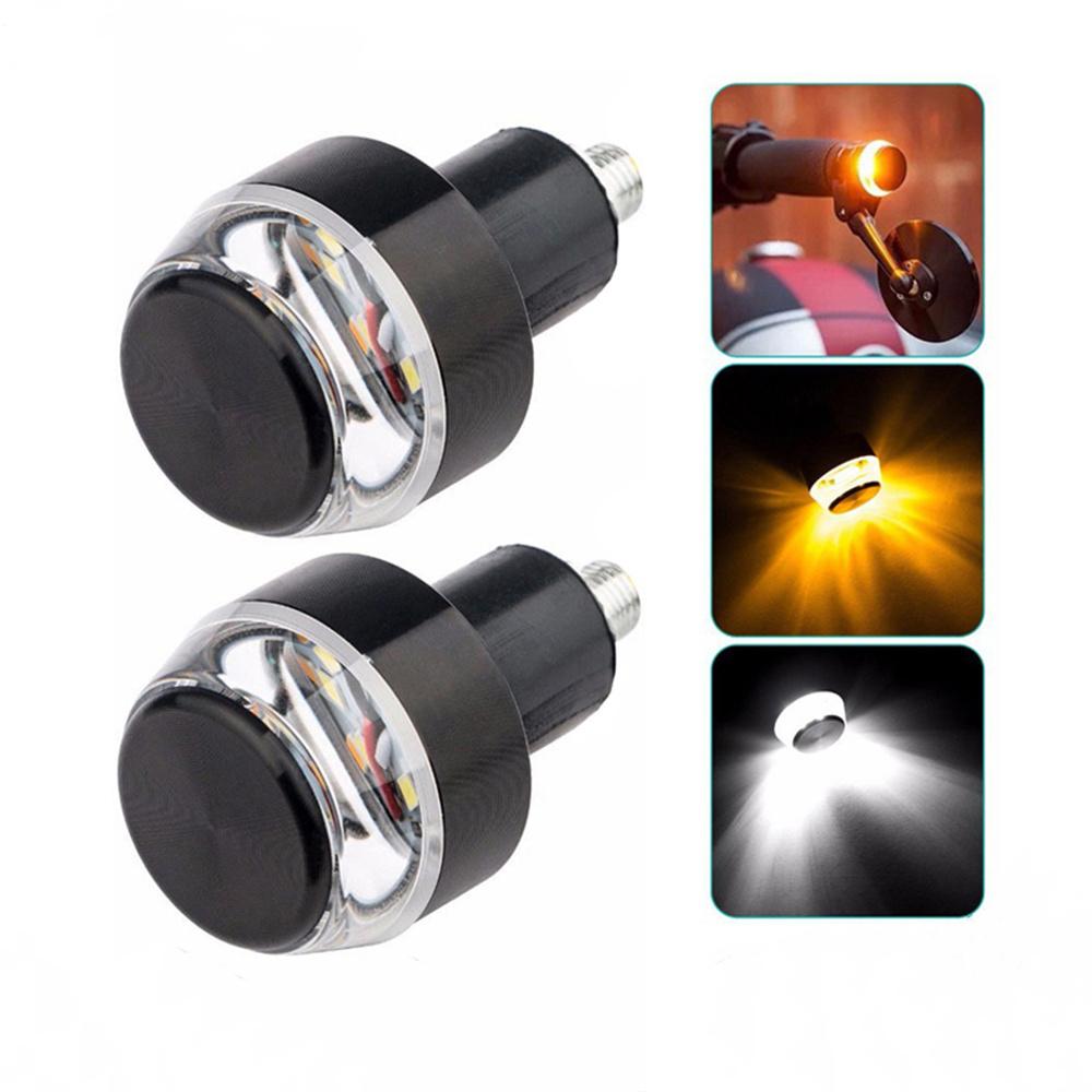 2 Pcs Motorcycle LED Handlebar Tail Light, Motorcycle LED Retrofit Turn Signal Handle Light HMM