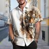 Men's Fierce Tiger 3D Print Shirt Button Up Shirt Casual Shirt Summer Shirt Short Sleeve Daily Vacation Clothing