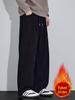 Men's Autumn/Winter Velvet-Enhanced American Wide-Leg Knitted Sweatpants