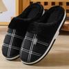 Large Size 50-51 Plaid House Slippers for Man Memory Foam Winter Plush Indoor Male Shoes Warm Home Slippers 2023 Non Slip Black