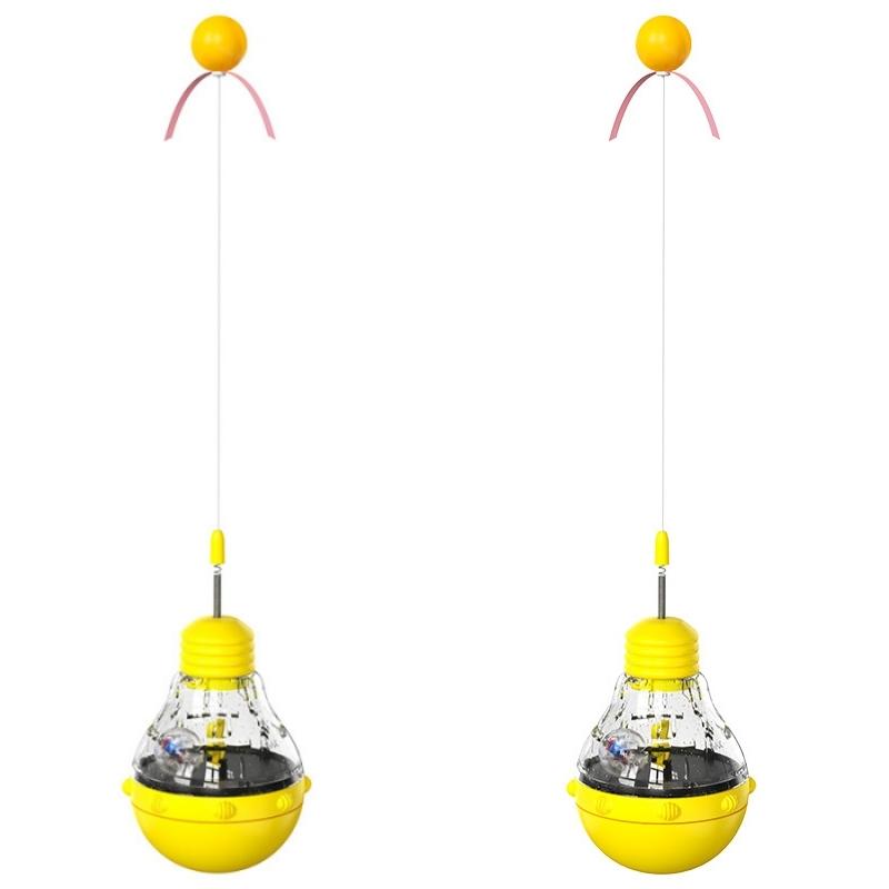 Cat Toy Flashing Ball Transparent Bulb Shape Tumbler Toy Turntable Bucency Teaser Ball Kitten Training Function Pet Supplies