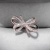 Adjustable Large Bow Ring with Simulated Diamond for Women