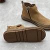 Johnature Retro Women Flat Short Boots Genuine Leather Shoes Handmade Round Toe Solid Color Ankle Boots