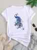 (Asian Size) Women Tee Top Watercolor Lovely Style Trend Clothing Casual Short Sleeve T Shirt Fashion Print Lady Female Graphic T-shirts