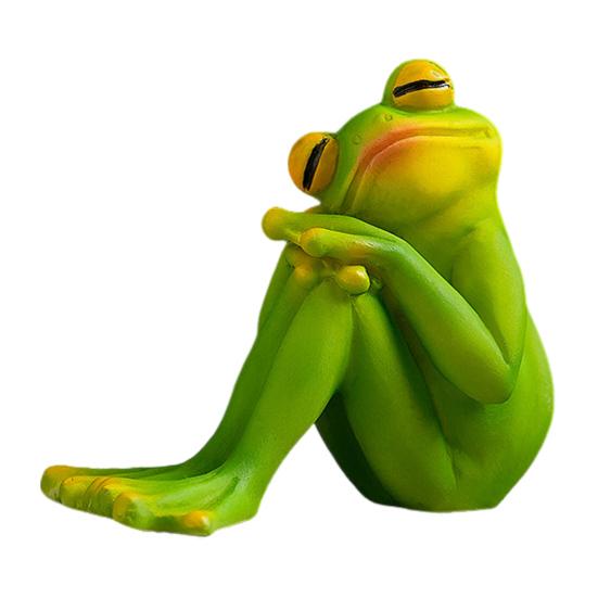 Cartoon Frog Figurine Kissing Meditation Toilet Frog Statue Resin Animal Sculpture Indoor Outdoor Garden Desktop Decoration Ornament