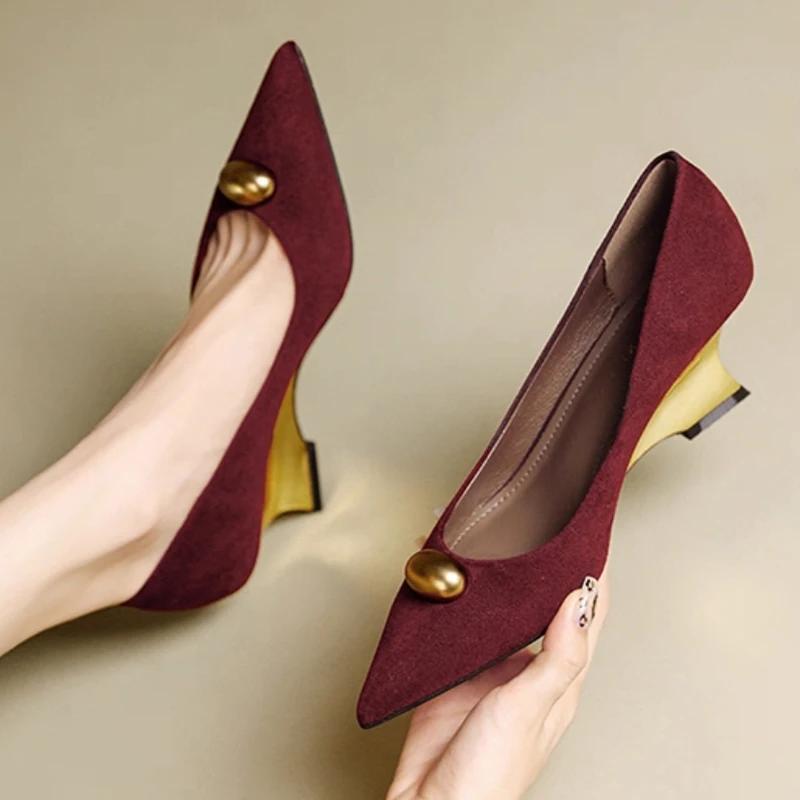 Pointed Toe Women High Heels Shoes Shallow Wedges Sexy Fashioin Shoes Summer Dress Woman Pumps 2025 Designer Chaussure Femme