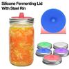5Pcs Silicone Fermenting Lid with Steel Ring Waterless Airlock Vegetable Fermentation Wide Mouth Jar Sealed Cover Kitchen Supplies