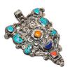 Natural Tibetan Turquoise, Coral Gemstone Handmade Jewelry Pendant 3.19" H0m24
