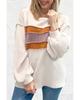 Azura Exchange White Corded Exposed Seam Knit Patchwork Drop Sleeve Top