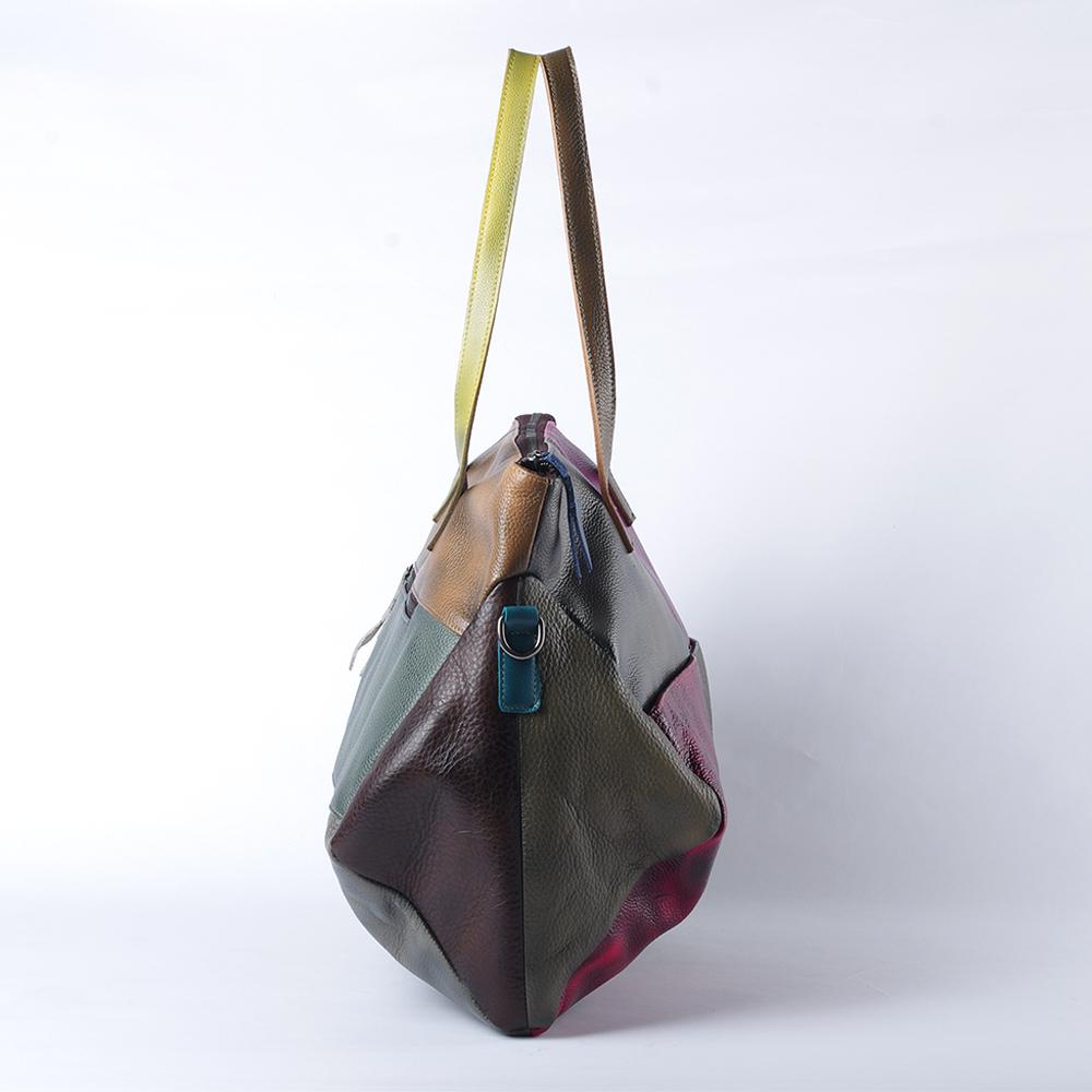 Retro Soft Genuine Leather Bag for Women  Leather Shoulder Bag  Casual Crossbody  Large Capacity  Color Contrast