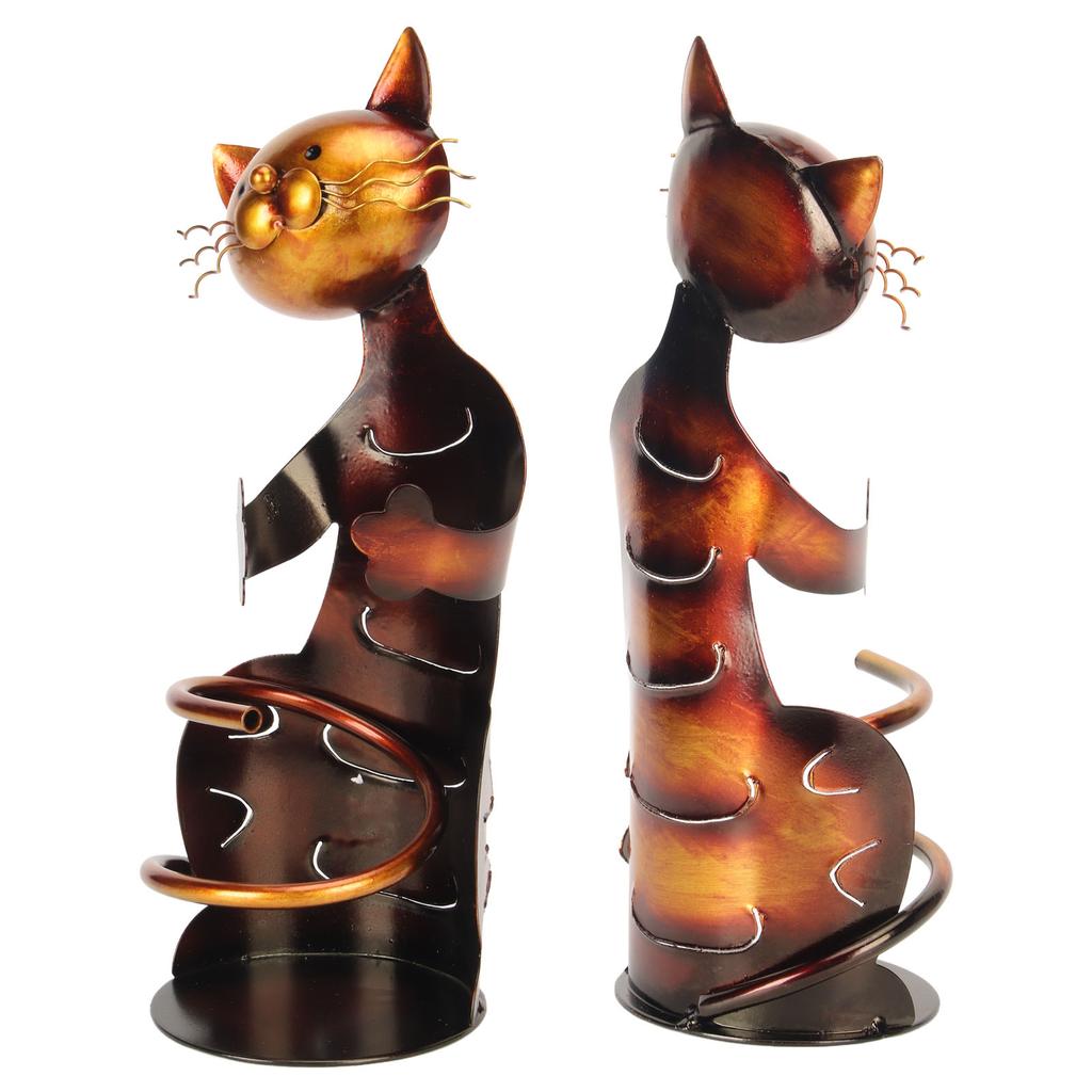Cat Wine Holder Rack Metal Decorative Cat Shaped Wine Holder Stand Wine Bottle Holder Sculpture for