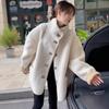 Korean Style Shearling Stand-Up Collar Winter Coat - 2024 Casual, Versatile, Warm Mid-Length