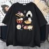 Food Cute Cat Sushi Cartoon Style Men 100% Cotton Short Sleeve Harajuku Casual Printed T-shirt Fashion Men's T-shirt Clothing